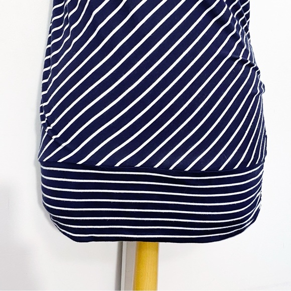 EXPRESS draped neck bold diagonal stripe band bottom sleeveless tunic top S - Picture 3 of 8